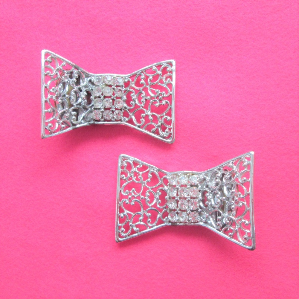 vintage rhinestone bows shoe clips buckles